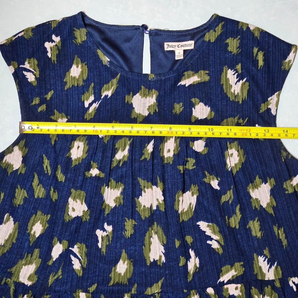 Juicy Couture Layered Babydoll Blue With Pink Flowers Sleeveless Top Size S - Picture 6 of 7